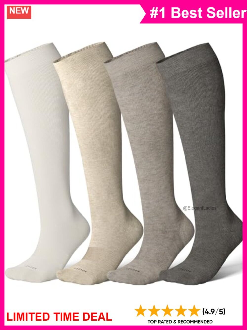 Bamboo Viscose Compression Knee-High Socks 20-30 mmHg Support